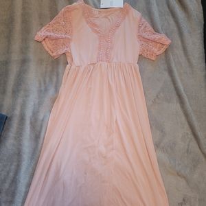 Pink Maternity Maxi Dress